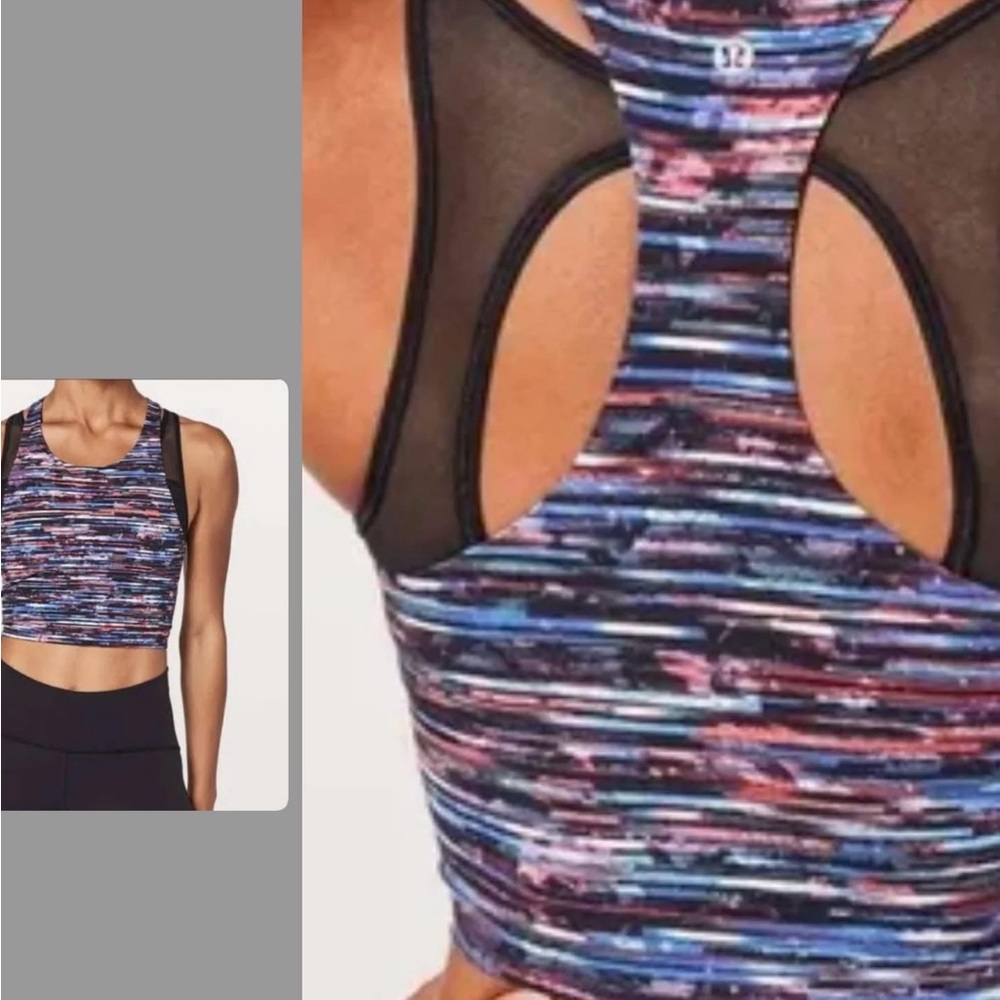 Lululemon break free tank Nulux hinchu alpine white/ multi black size 6